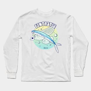 Fintastic flying fish pun Long Sleeve T-Shirt